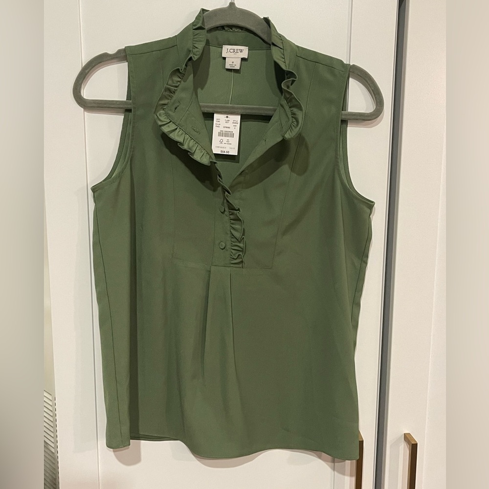 JCrew Ruffle Trim Crepe Tank Top